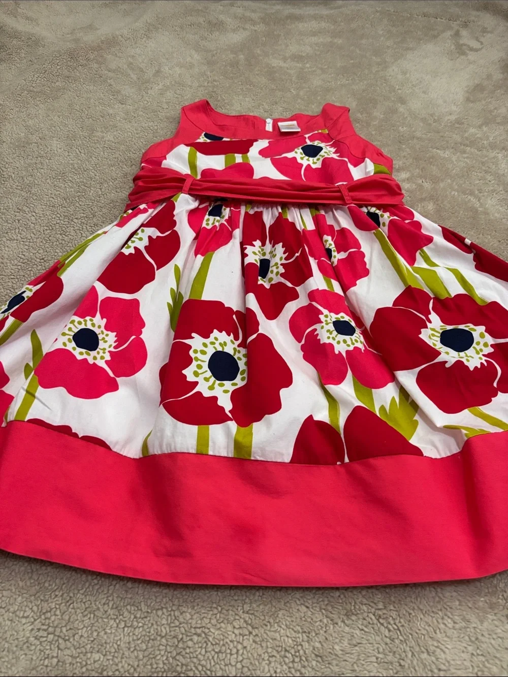 Gymboree Red Floral Fit-and-Flare Dress with White Background